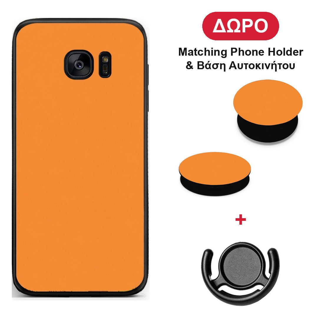 Tangerine Orange - Samsung Galaxy S7 θήκη + Δώρο Phone Holder & Βάση Αυτοκινήτου