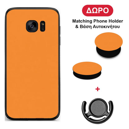 Tangerine Orange - Samsung Galaxy S7 θήκη + Δώρο Phone Holder & Βάση Αυτοκινήτου