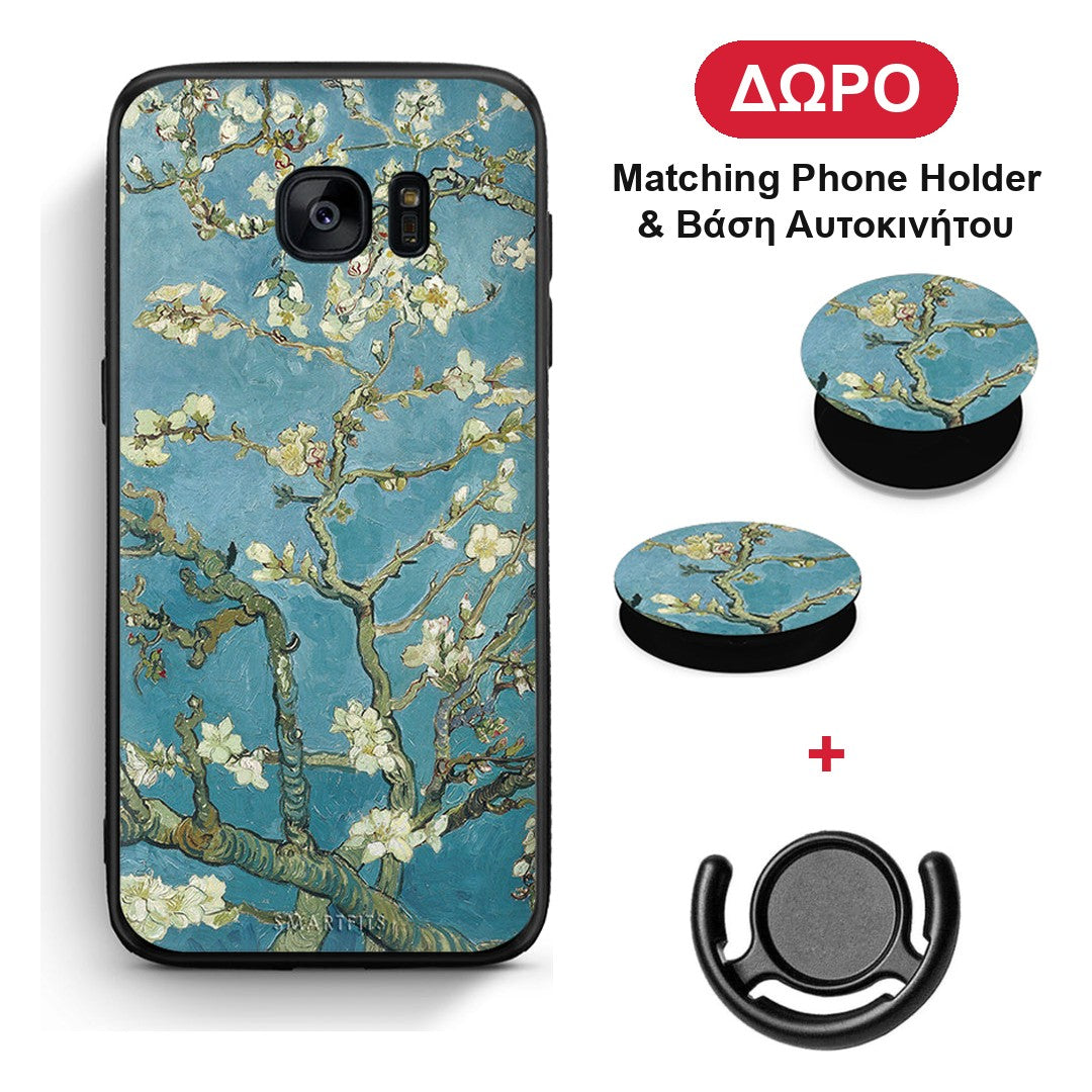 White Blossoms - Samsung Galaxy S7 θήκη + Δώρο Phone Holder & Βάση Αυτοκινήτου