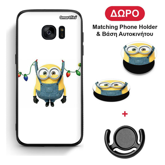 Xmas Minion Lights - Samsung Galaxy S7 θήκη + Δώρο Phone Holder & Βάση Αυτοκινήτου