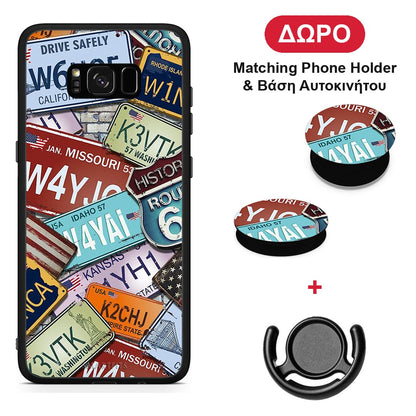 Car Plates - Samsung Galaxy S8 θήκη + Δώρο Phone Holder & Βάση Αυτοκινήτου