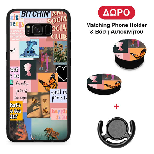 Collage Bitchin - Samsung Galaxy S8+ θήκη + Δώρο Phone Holder & Βάση Αυτοκινήτου