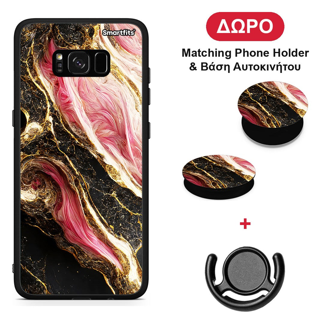 Glamorous Pink Marble - Samsung Galaxy S8+ θήκη + Δώρο Phone Holder & Βάση Αυτοκινήτου