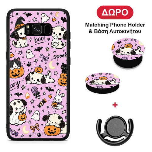 Halloween Puppies and Friends on Lilac - Samsung Galaxy S8+ θήκη + Δώρο Phone Holder & Βάση Αυτοκινήτου