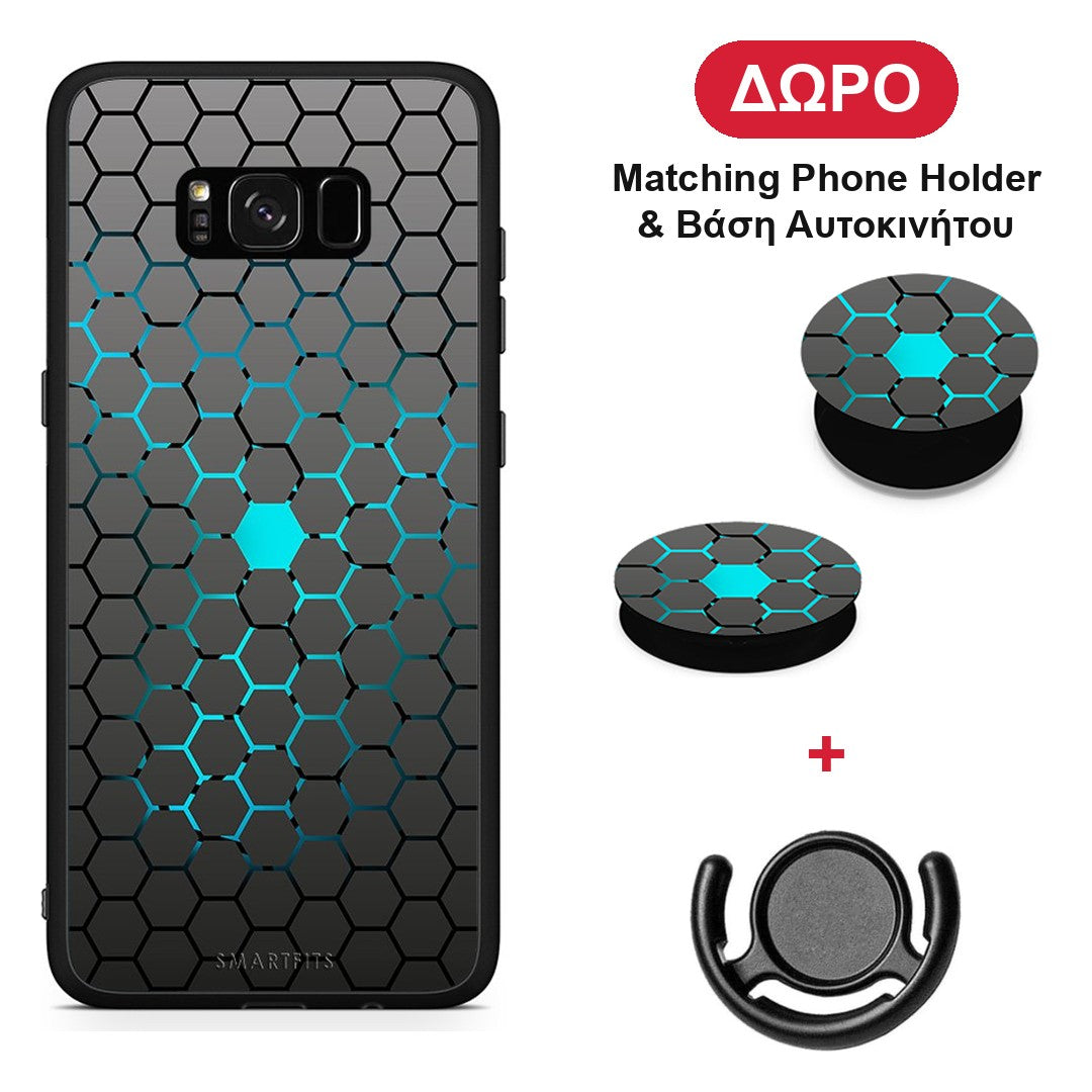 Geometric Hexagonal - Samsung Galaxy S8+ θήκη + Δώρο Phone Holder & Βάση Αυτοκινήτου
