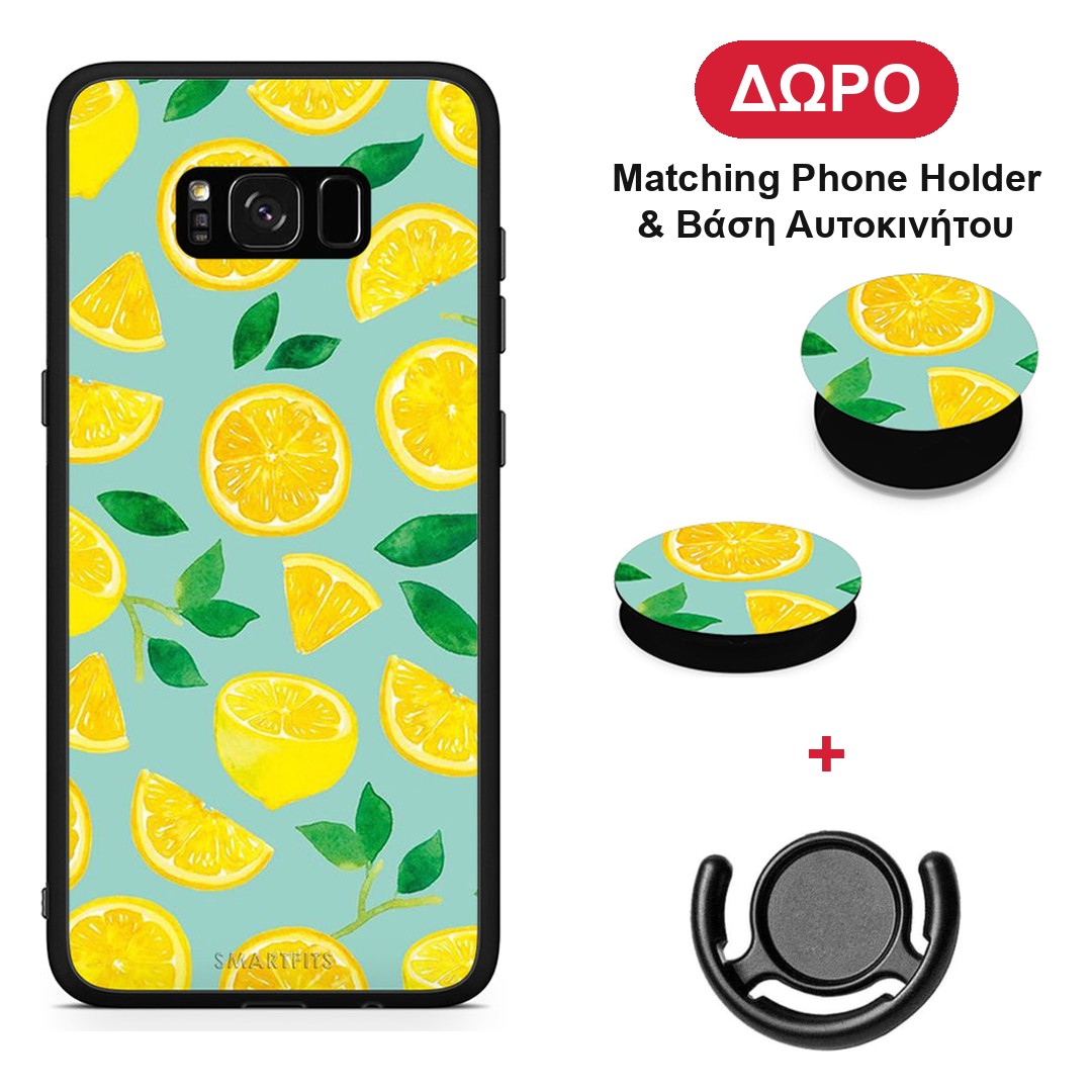 Lemons - Samsung Galaxy S8+ θήκη + Δώρο Phone Holder & Βάση Αυτοκινήτου