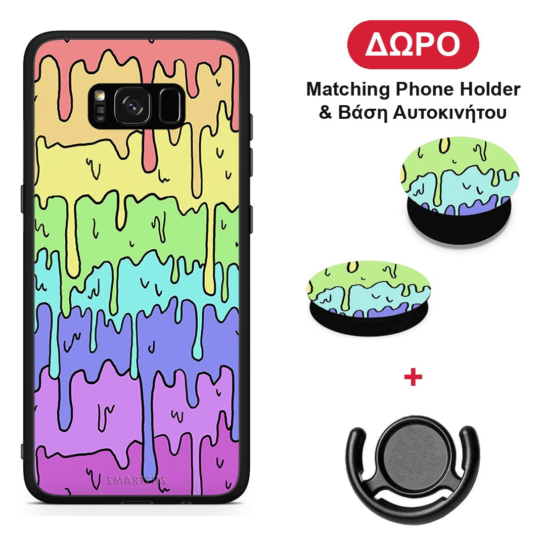 Melting Rainbow - Samsung Galaxy S8+ θήκη + Δώρο Phone Holder & Βάση Αυτοκινήτου