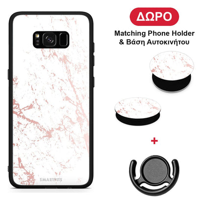 Marble Pink Splash - Samsung Galaxy S8+ θήκη + Δώρο Phone Holder & Βάση Αυτοκινήτου
