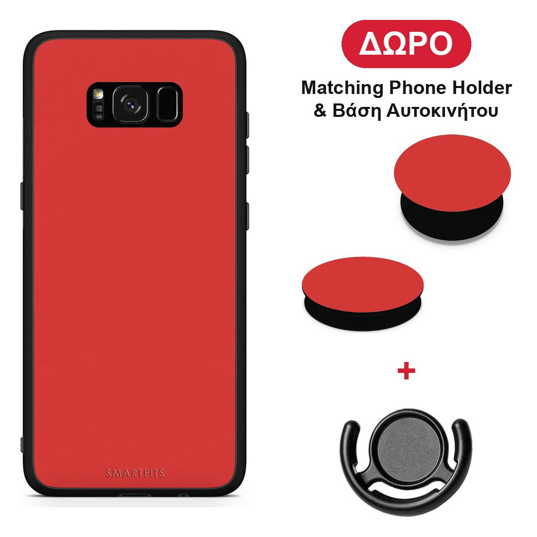 Poppy Red - Samsung Galaxy S8+ θήκη + Δώρο Phone Holder & Βάση Αυτοκινήτου