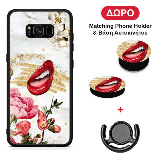 Red Lips - Samsung Galaxy S8+ θήκη + Δώρο Phone Holder & Βάση Αυτοκινήτου