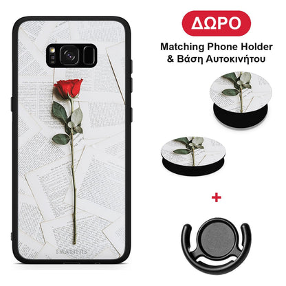 Red Rose - Samsung Galaxy S8+ θήκη + Δώρο Phone Holder & Βάση Αυτοκινήτου