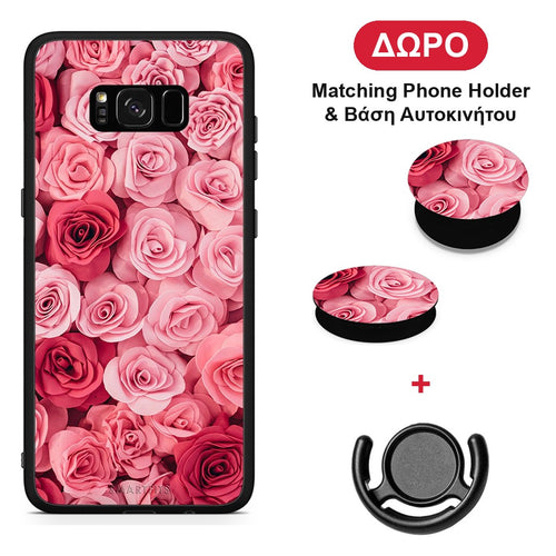 Valentine RoseGarden - Samsung Galaxy S8+ θήκη + Δώρο Phone Holder & Βάση Αυτοκινήτου