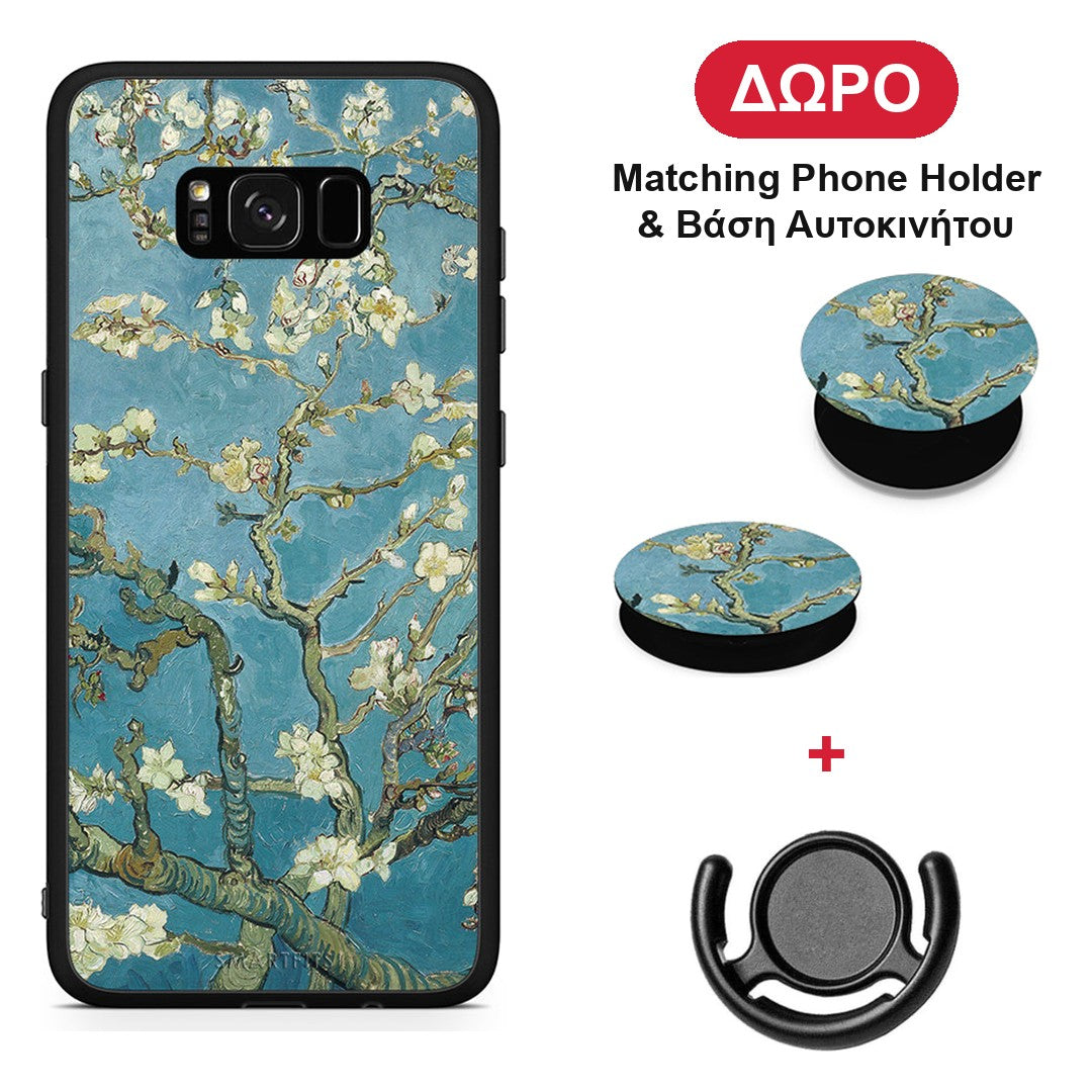 White Blossoms - Samsung Galaxy S8+ θήκη + Δώρο Phone Holder & Βάση Αυτοκινήτου