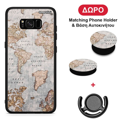 World Map - Samsung Galaxy S8+ θήκη + Δώρο Phone Holder & Βάση Αυτοκινήτου
