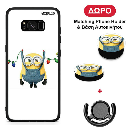 Xmas Minion Lights - Samsung Galaxy S8+ θήκη + Δώρο Phone Holder & Βάση Αυτοκινήτου