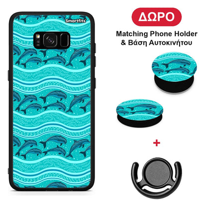 Swimming Dolphins - Samsung Galaxy S8 θήκη + Δώρο Phone Holder & Βάση Αυτοκινήτου