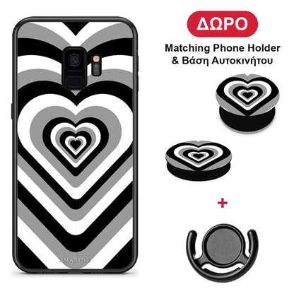 Black Hearts - Samsung Galaxy S9 θήκη + Δώρο Phone Holder & Βάση Αυτοκινήτου