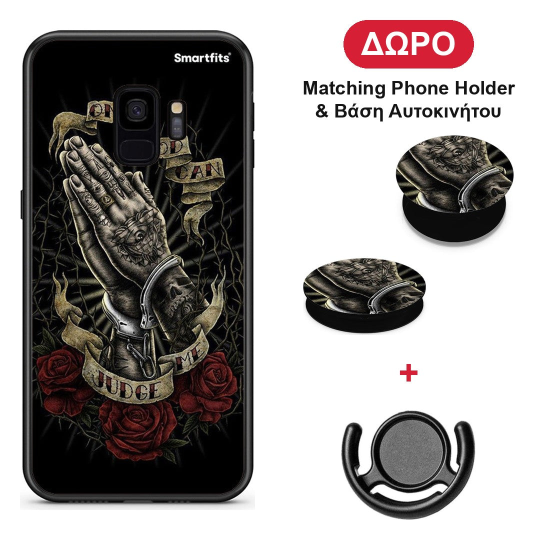 Judge By God - Samsung Galaxy S9 θήκη + Δώρο Phone Holder & Βάση Αυτοκινήτου