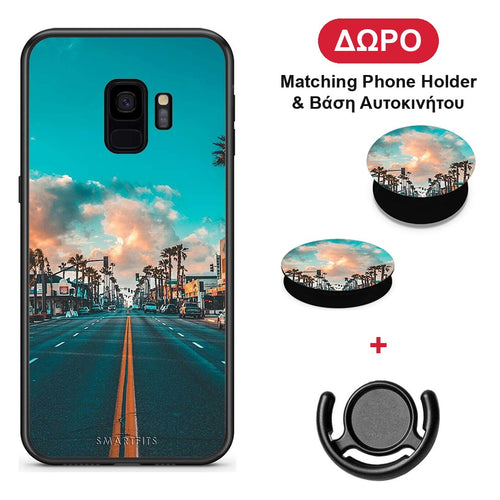 Landscape City - Samsung Galaxy S9 θήκη + Δώρο Phone Holder & Βάση Αυτοκινήτου