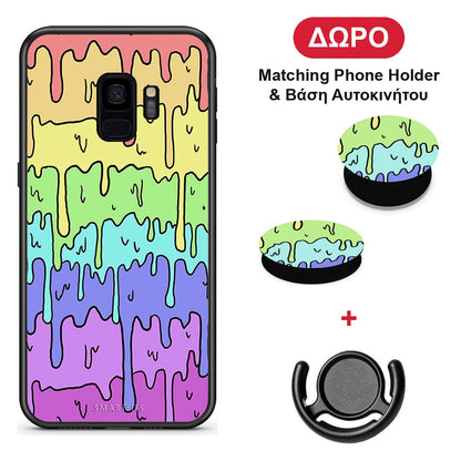 Melting Rainbow - Samsung Galaxy S9 θήκη + Δώρο Phone Holder & Βάση Αυτοκινήτου
