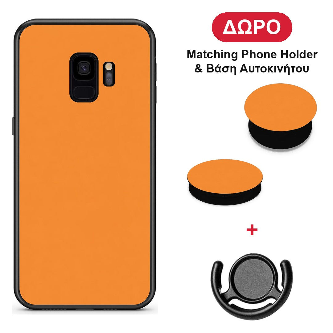 Tangerine Orange - Samsung Galaxy S9 θήκη + Δώρο Phone Holder & Βάση Αυτοκινήτου