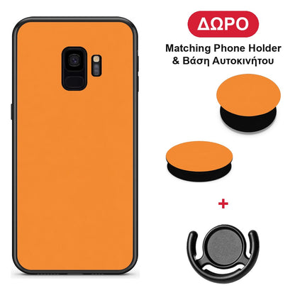 Tangerine Orange - Samsung Galaxy S9 θήκη + Δώρο Phone Holder & Βάση Αυτοκινήτου