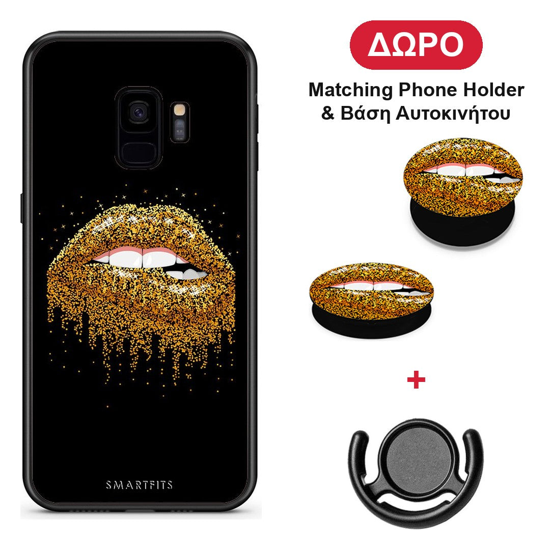 Valentine Golden - Samsung Galaxy S9 θήκη + Δώρο Phone Holder & Βάση Αυτοκινήτου