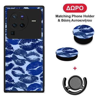 Blue Lipstick Kisses - Vivo X80 Pro 5G θήκη + Δώρο Phone Holder & Βάση Αυτοκινήτου