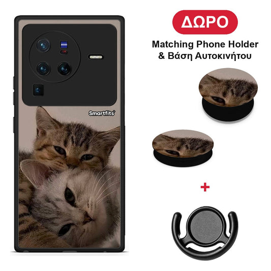 Cats In Love - Vivo X80 Pro 5G θήκη + Δώρο Phone Holder & Βάση Αυτοκινήτου