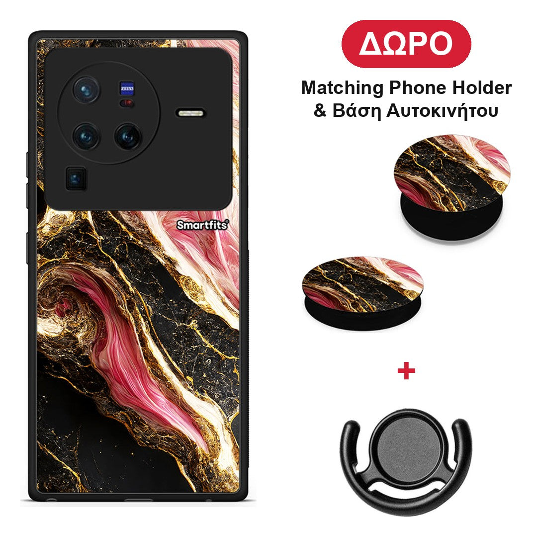 Glamorous Pink Marble - Vivo X80 Pro 5G θήκη + Δώρο Phone Holder & Βάση Αυτοκινήτου