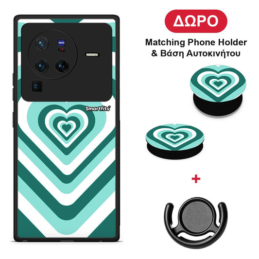 Green Hearts - Vivo X80 Pro 5G θήκη + Δώρο Phone Holder & Βάση Αυτοκινήτου