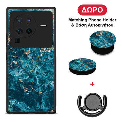 Marble Blue - Vivo X80 Pro 5G θήκη + Δώρο Phone Holder & Βάση Αυτοκινήτου