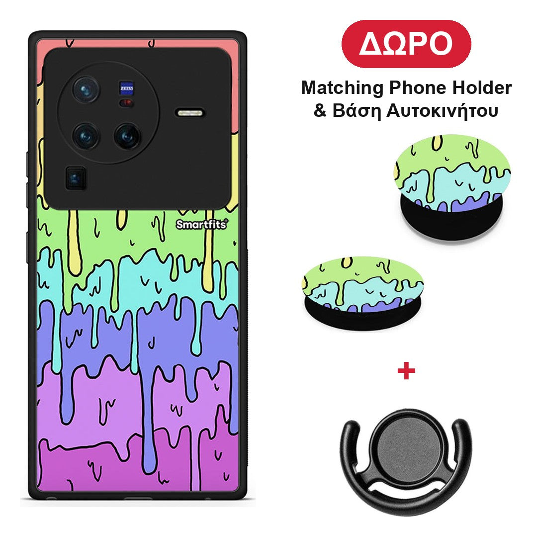 Melting Rainbow - Vivo X80 Pro 5G θήκη + Δώρο Phone Holder & Βάση Αυτοκινήτου
