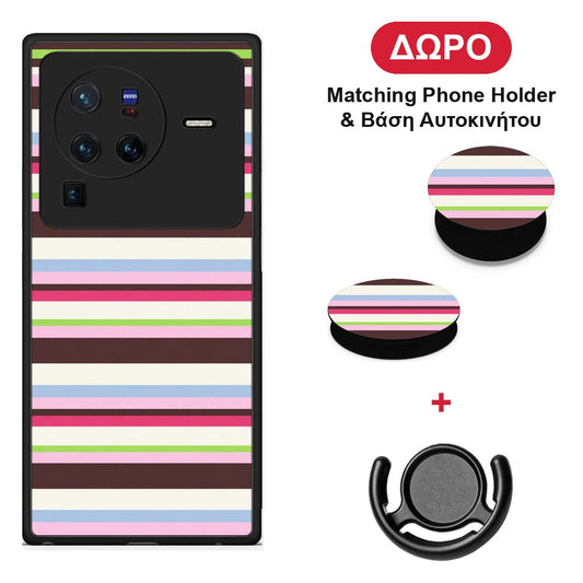 Multicolour Horizontal Stripes - Vivo X80 Pro 5G θήκη + Δώρο Phone Holder & Βάση Αυτοκινήτου