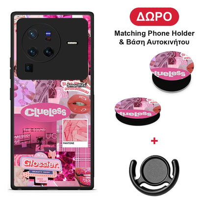 Pink Love - Vivo X80 Pro 5G θήκη + Δώρο Phone Holder & Βάση Αυτοκινήτου