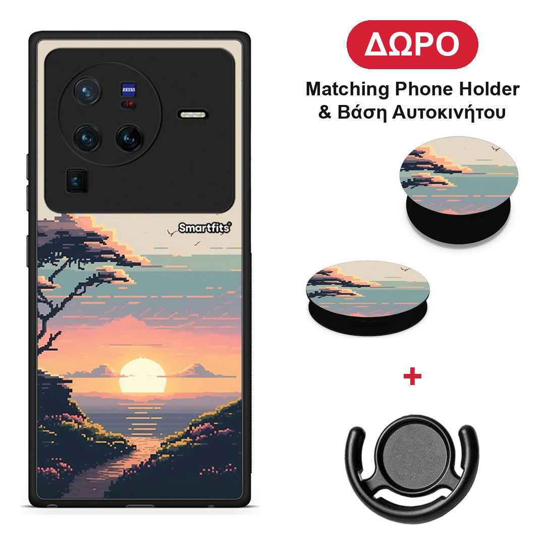 Pixel Sunset - Vivo X80 Pro 5G θήκη + Δώρο Phone Holder & Βάση Αυτοκινήτου