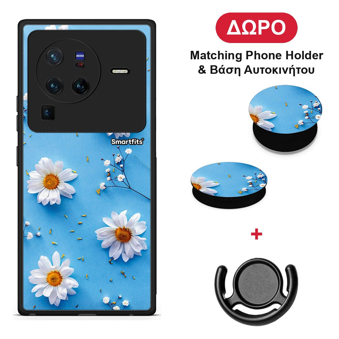 Real Daisies - Vivo X80 Pro 5G θήκη + Δώρο Phone Holder & Βάση Αυτοκινήτου