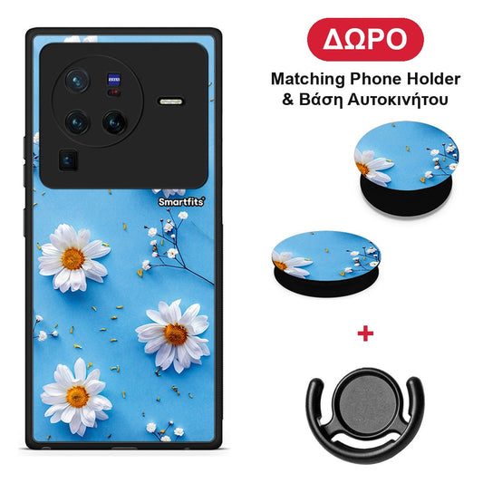 Real Daisies - Vivo X80 Pro 5G θήκη + Δώρο Phone Holder & Βάση Αυτοκινήτου
