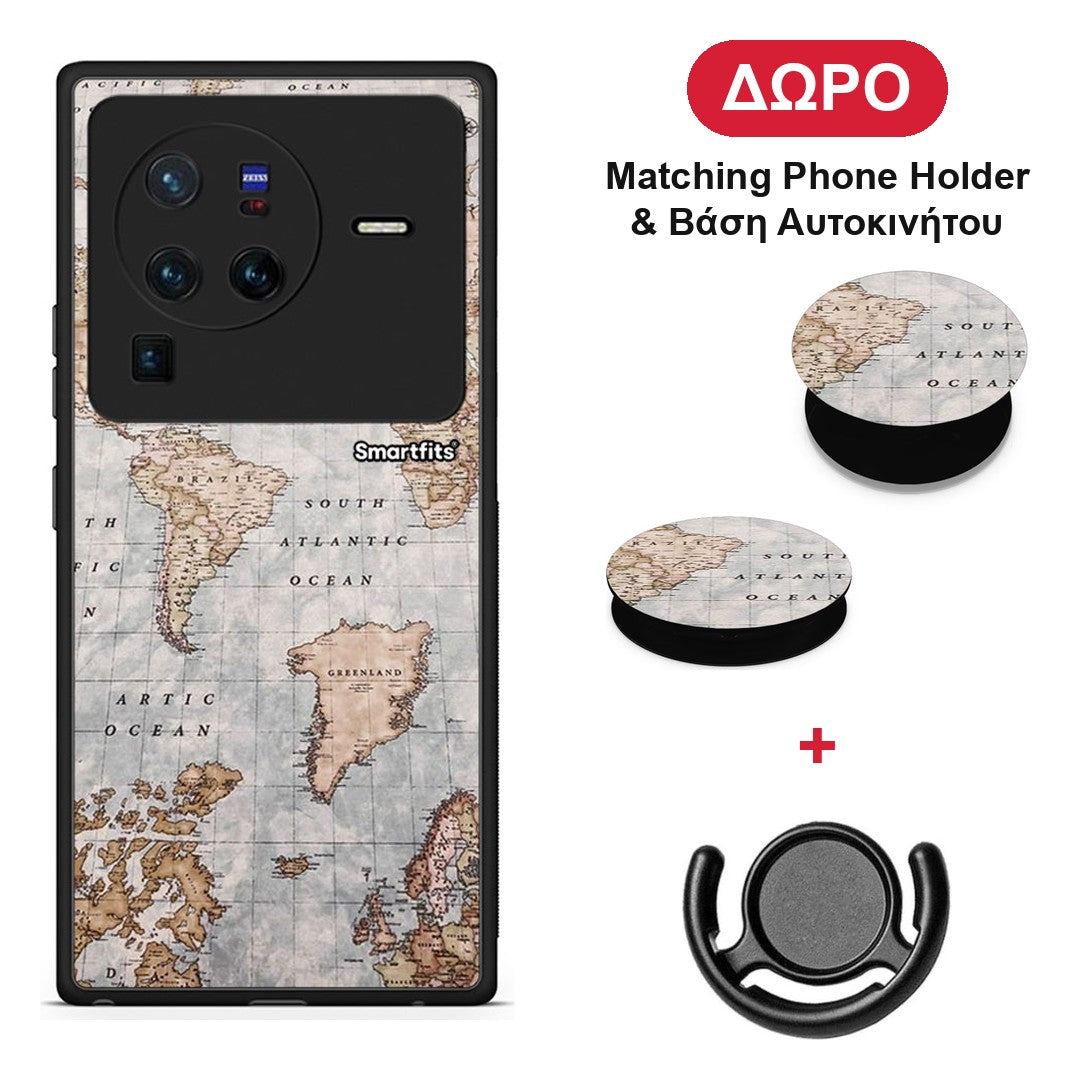 World Map - Vivo X80 Pro 5G θήκη + Δώρο Phone Holder & Βάση Αυτοκινήτου