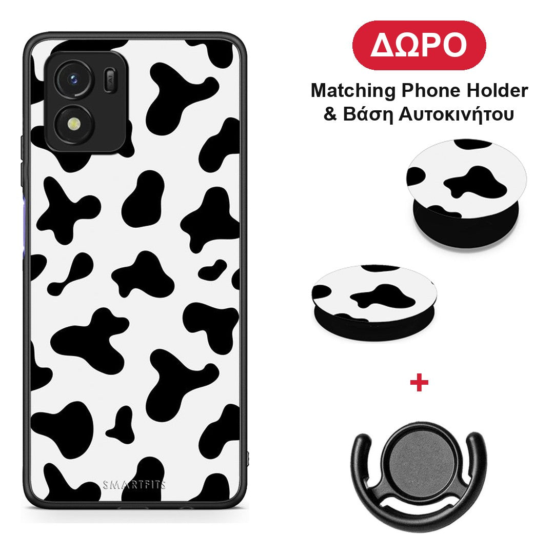 Cow Print - Vivo Y01 / Y15s θήκη + Δώρο Phone Holder & Βάση Αυτοκινήτου