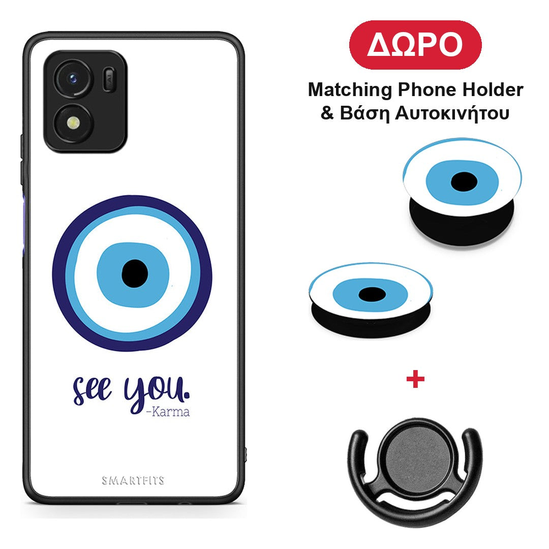 Karma Says - Vivo Y01 / Y15s θήκη + Δώρο Phone Holder & Βάση Αυτοκινήτου