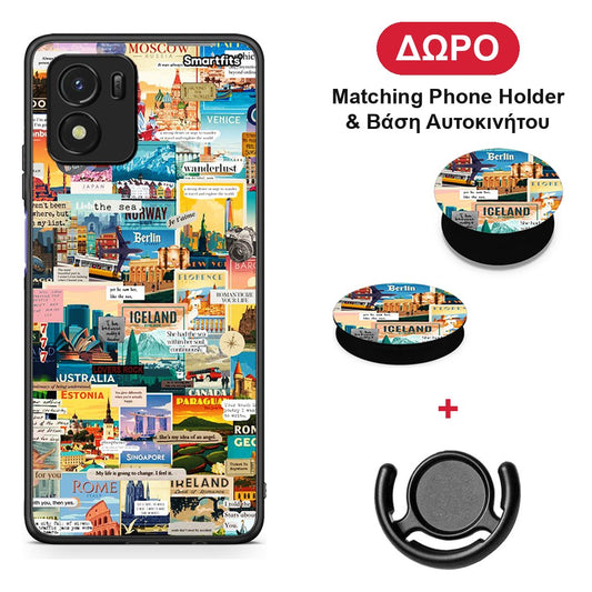 Live To Travel - Vivo Y01 / Y15s θήκη + Δώρο Phone Holder & Βάση Αυτοκινήτου