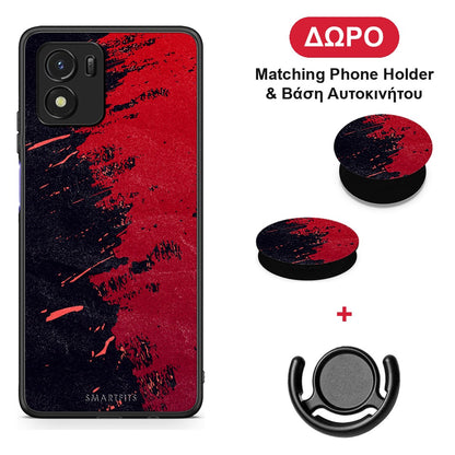 Red Paint - Vivo Y01 / Y15s θήκη + Δώρο Phone Holder & Βάση Αυτοκινήτου