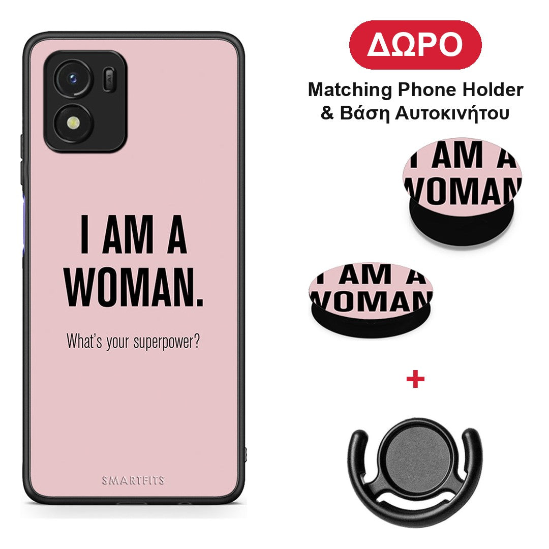 Superpower Woman - Vivo Y01 / Y15s θήκη + Δώρο Phone Holder & Βάση Αυτοκινήτου