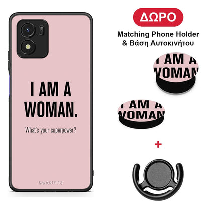 Superpower Woman - Vivo Y01 / Y15s θήκη + Δώρο Phone Holder & Βάση Αυτοκινήτου