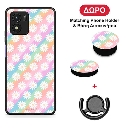 White Daisies - Vivo Y01 / Y15s θήκη + Δώρο Phone Holder & Βάση Αυτοκινήτου