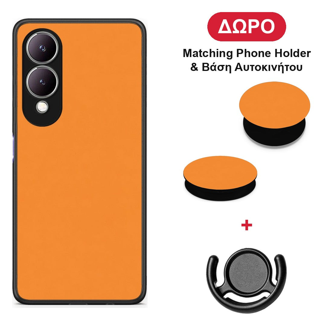 Tangerine Orange - Vivo Y17s θήκη + Δώρο Phone Holder & Βάση Αυτοκινήτου