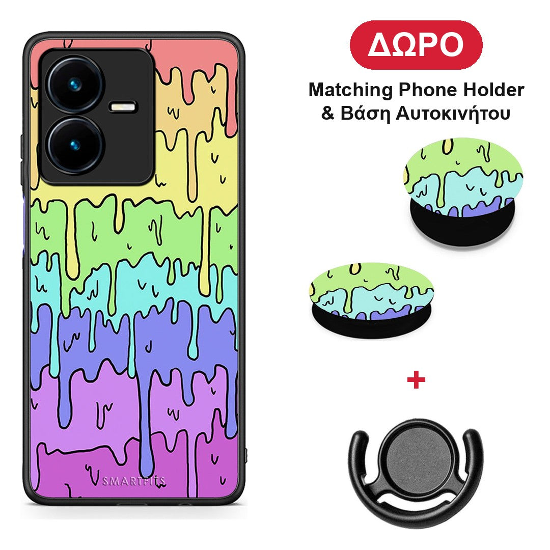 Melting Rainbow - Vivo Y22 θήκη + Δώρο Phone Holder & Βάση Αυτοκινήτου