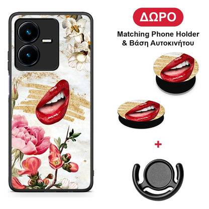 Red Lips - Vivo Y22 θήκη + Δώρο Phone Holder & Βάση Αυτοκινήτου