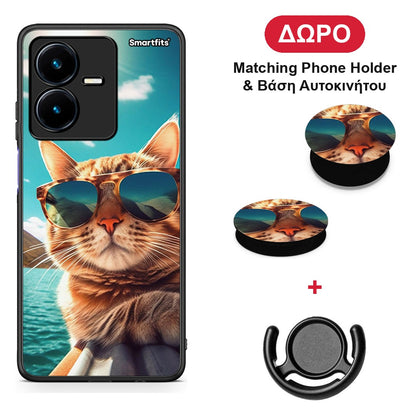 Summer Cat - Vivo Y22 θήκη + Δώρο Phone Holder & Βάση Αυτοκινήτου
